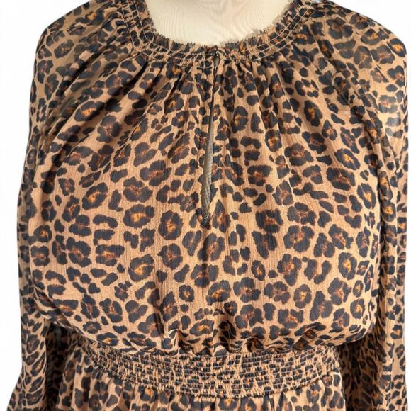 OLD NAVY Romantic Animal Print Cheetah Chiffon Mini Dress elastic waist 2X - Picture 5 of 9